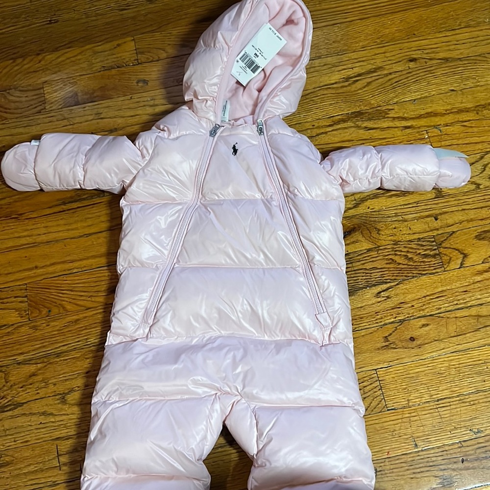 Ralph Lauren Light Pink Puffer Snowsuit with Hood